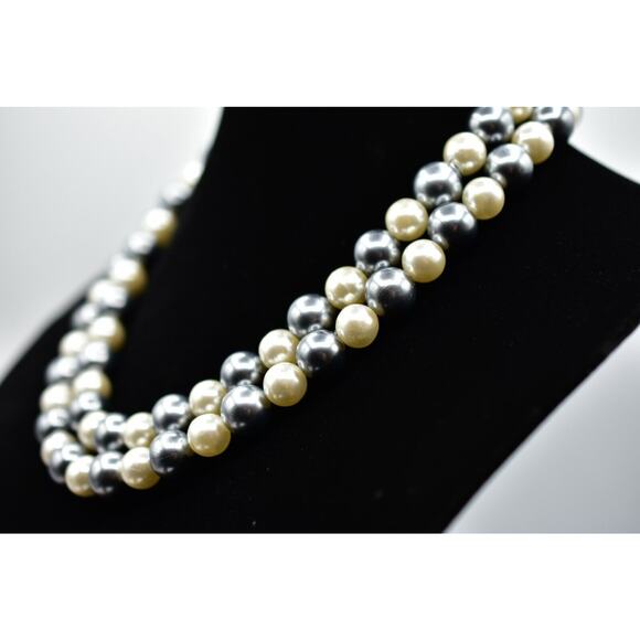 Van Allen Vintage Necklace Faux Pearl Gray White Beaded Robinson's NOS 80s Bin5 - Picture 10 of 12